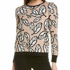 Best deal π Anne Klein Leaf Puff Sleeve Jacquard Sweater for π© women π