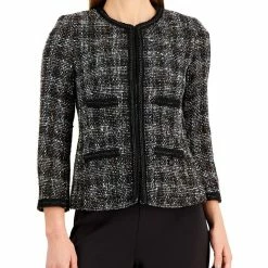 New ⌛ Anne Klein 👩 Womens Tweed Suit Seperate Collarless Blazer 😉