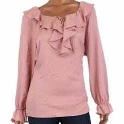 Cheapest 🌟 Anne Klein 👩 Womens Printed Ruffled Blouse ✨