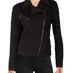 Coupon 👍 Anne Klein 👩 Womens Zip Front Moto Open-Front Blazer 🤩