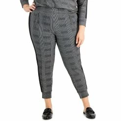 Discount 🛒 Anne Klein Plus 👩 Womens Comfy Glen Plaid Jogger Pants 💯