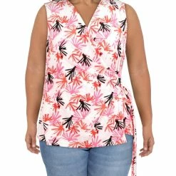 Best Pirce 🔔 Anne Klein 👩 Womens Printed Side Tie Wrap Top ⌛