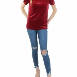 Brand new 🛒 Anne Klein 👩 Womens Velvet Button-Back Pullover Top 👍