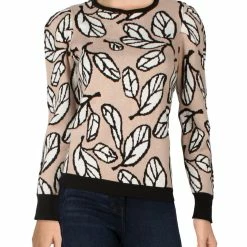 Hot Sale 🔔 Anne Klein 👩 Womens Printed Ribbed Trim Pullover Sweater ✨