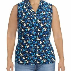 Promo 👍 Anne Klein Plus 👩 Womens Printed Pleated-Neck Tank Top 💯
