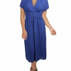 Best Sale 🛒 Anne Klein 👩 Womens Polka Dot Long Maxi 👗 Dress ⭐