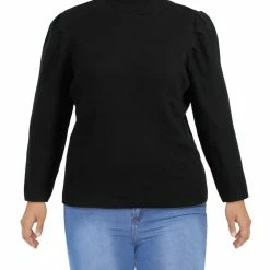Discount 😀 Anne Klein 👩 Womens Puff Sleeve Ribbed Turtleneck Sweater 🤩