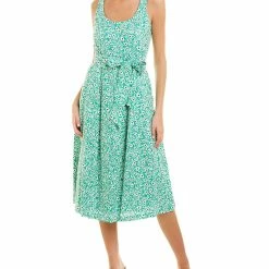 Best Pirce 🔔 Anne Klein Tie Waist Linen-Blend Midi 👗 Dress for 👩 women ⌛