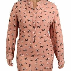 Promo 🤩 Anne Klein 👩 Womens Collarless Split Hem Button-Down Top 🎁