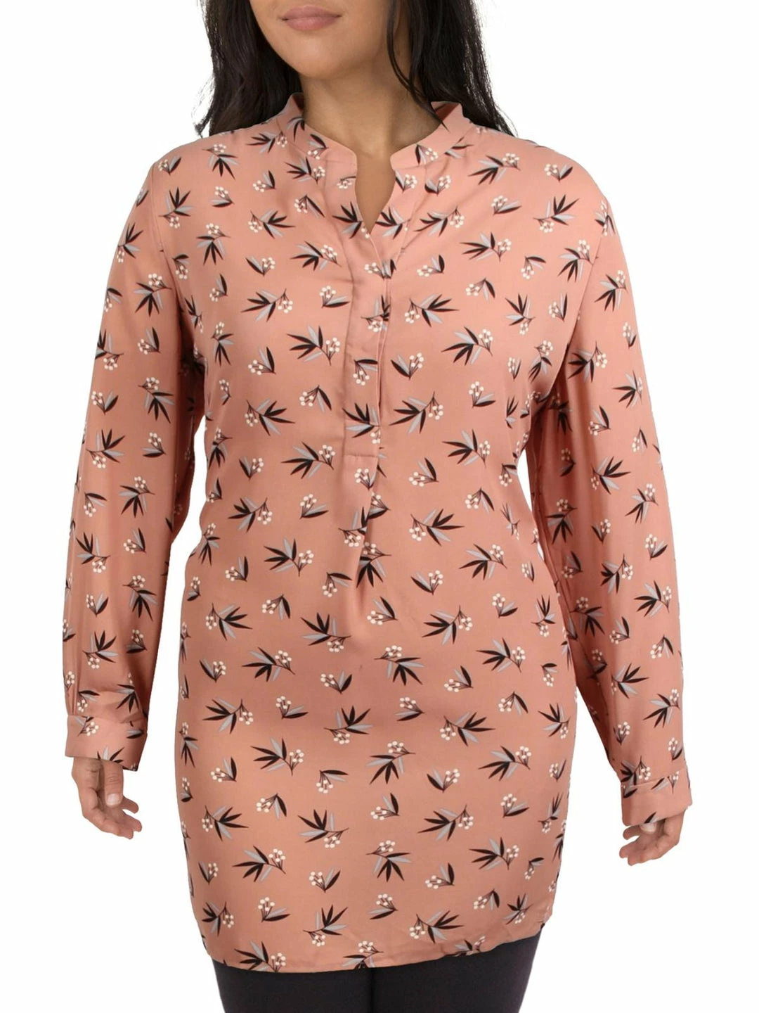 Promo π€© Anne Klein π© Womens Collarless Split Hem Button-Down Top π 3 Promo π€© Anne Klein π© Womens Collarless Split Hem Button-Down Top π