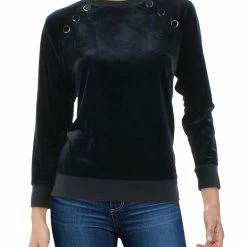 Best Sale 🔥 Anne Klein 👩 Womens Velvet Button Trim Pullover Sweater 🎁
