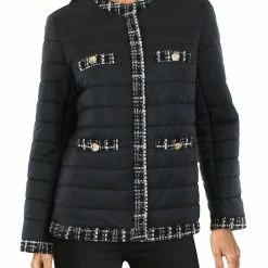 Buy 𧨠Anne Klein π© Womens Tweed Trim Outerwear Quilted π§₯ Coat β¨