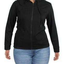 Cheapest ✨ Anne Klein Serenity 👩 Womens Knit Drawstring Zip Hoodie ✔️