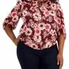 Promo 🤩 Anne Klein Plus Tulla 👩 Womens Floral Print Ruffled Blouse 🎉 -Anne Klein Sales be058470190a4ed3b825436e89c10d7e ad937735 c4c1 408c 8975 5381c2b58b0f 1080x