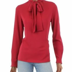 New 🌟 Anne Klein 👩 Womens Tie Neck Buttoned Detail Blouse 👏