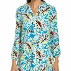 Best Pirce ✔️ Anne Klein Floral V-Neck Linen-Blend Tunic for 👩 women 😀