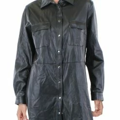 Best Sale ✔️ Anne Klein 👩 Womens Faux Leather Lightweight Utility Jacket 🔔