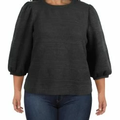 Outlet ⭐ Anne Klein 👩 Womens Ribbed Puff Sleeves Pullover Sweater 🎁
