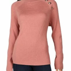 Hot Sale ⌛ Anne Klein 👩 Womens Button-Trim Comfy Pullover Sweater ⌛