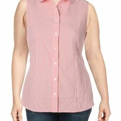 Brand new 🥰 Anne Klein 👩 Womens Striped Sleeveless Button-Down Top ✨