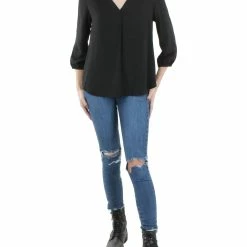 Flash Sale 🔥 Anne Klein 👩 Womens Inverted Pleat V-Neck Blouse 🎉
